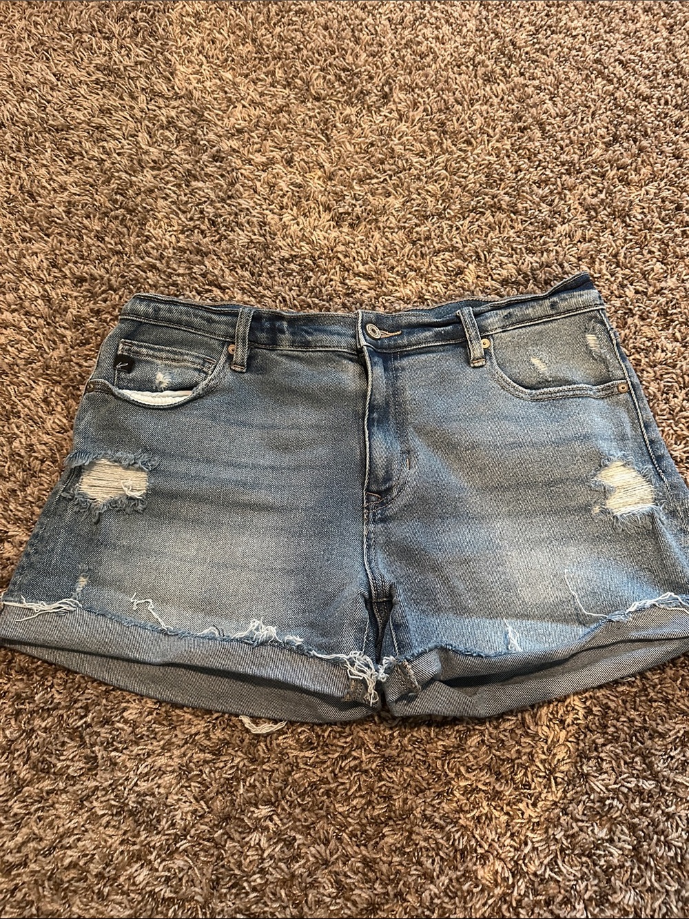 KanCan Light Blue Distressed Denim Shorts